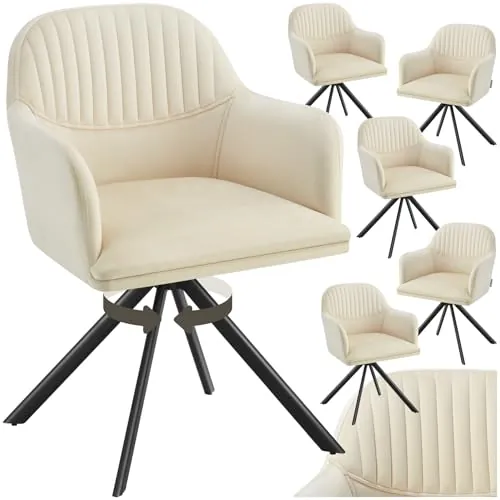 tectake® Silla Giratoria de Terciopelo, Tapizada, con Respaldo Continuo