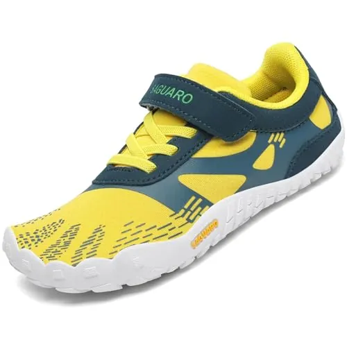 SAGUARO Calzado Descalzos Niños Zapatillas de Trail Niñas Transpirables Minimalistas Zapatos de Deporte Antideslizantes Fitness Barefoot Zapatillas Senderismo Exterior Amarillo 34 EU