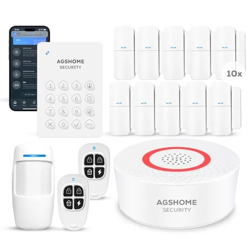 AGSHOME Alarmas para Casa con Sirena 120dB, App sin cuotas mensuales
