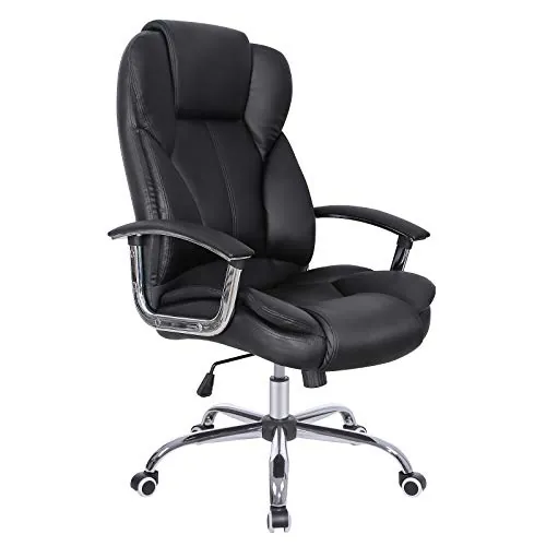SONGMICS Silla de Oficina, Silla de Escritorio, Silla de Juego con Reposabrazos, Silla de Ordenador, Silla Ejecutiva, Altura Ajustable , para Estudio, Negro Tinta OBG57B