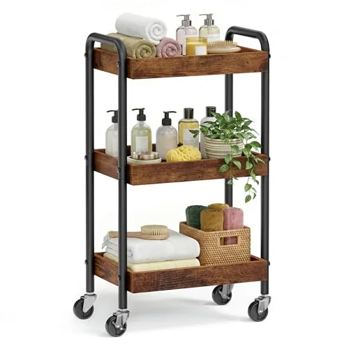 SONGMICS Carrito de Almacenamiento, Montaje Fácil, 41,3 x 27,5 x 73 cm