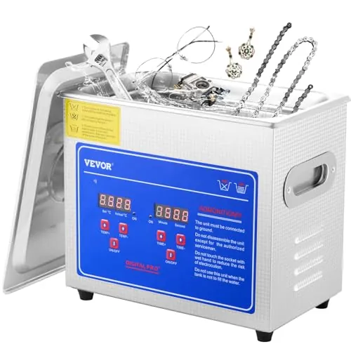 VEVOR Limpiador ultrasónico 3L, Limpiador Ultrasonidos Profesional, Máquina de Ultrasonido con Temporizador Digital Temperatura Ajustable, para Limpieza de Joyas, Gafas, Laboratorio