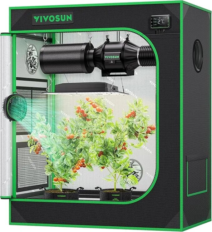 VIVOSUN Armario de Cultivo Interior 75x45x90cm, Indoor Hydroponic Zelt Opaco con Ventana Reflectante Mylar Bandeja Base Estructura Estable Cultivo Interior Invernadero Plantas