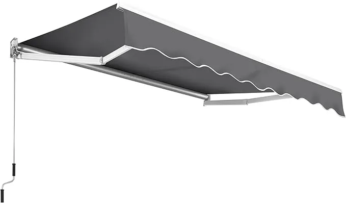 Yaheetech Toldo Manual Retráctil 250x200cm con Manivela de Aluminio de Pared o Techo con Protección Solar UV50+ para Jardín Terraza Exterior Gris Oscuro