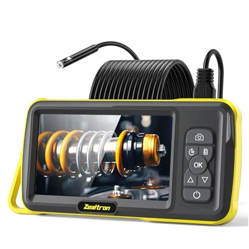 Cámara Endoscópica de Doble Lente, Zealtron 1080P HD 5" Pantalla IPS Endoscopio Camara de Inspeccion con 8+1 Luces LED, Camara Inspeccion Tuberias Impermeable IP67, Cable Semi-Rígido de 5M