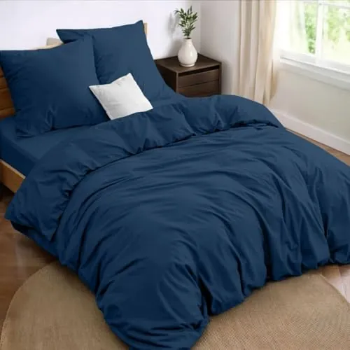 Dreamzie - Ropa de Cama 160-4 Piezas- 100% Microfibra - Azul Oscuro
