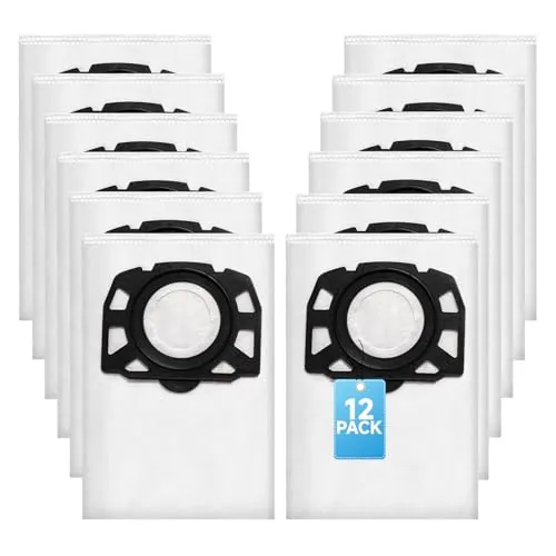 Leavans 12 piezas Bolsas Aspiradora para Karcher Set de Repuesto,Bolsa de Filtro de Fieltro para Karcher KFI 357 WD 2 Plus/WD 3/KWD 1/KWD 2/KWD 3/MV 3/WD 3.200-WD 3.800M/SE 4001/SE 4002,2.863-314.0