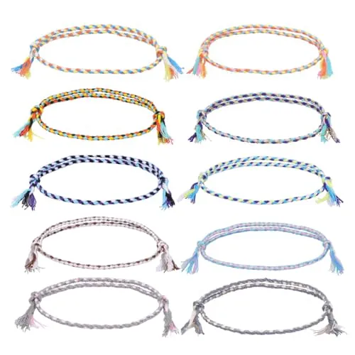 KSJEHW 10 Tobilleras Surfer Set, Tobillera Boho, Tobillera de Tela para Mujer y Hombre, Accesorios de Playa, Impermeable y Ajustable