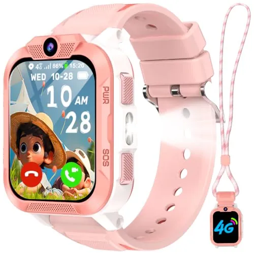 Reloj Inteligente Niño, 4G Smartwatch con Videollamadas, Chat de Voz, GPS, 1.85" Smartwatch Niño con Ilamadas, Linterna de dos Colores, Despertador, Podómetro, Calculadora, Batería Grande de 850 mAh