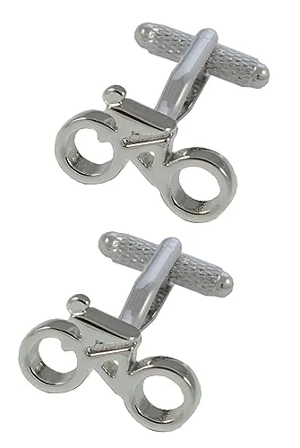 Gemelos Camisa Hombre Ciclismo - Con Caja - Gemelos para Camisas - Ciclista - Perfecto Para Los Entusiastas De La Bicicleta - Latón - Color Plata - Ciclo Deporte Carreras Sport - Un Par