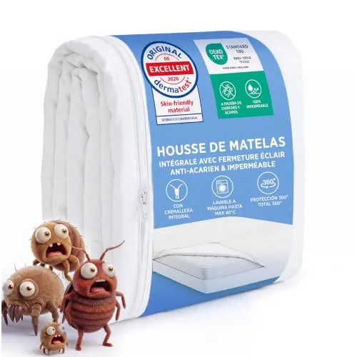 BEDSURE Protector de colchón 90 x 200 cm - Antichinches Antiacaros Blanco