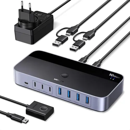UGREEN 10Gbps Switch USB C 3.2 Conmutador KVM 2 Entradas 7 Salidas