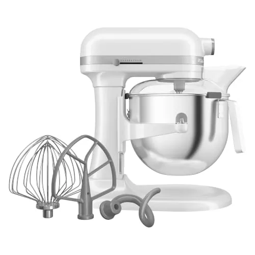 KitchenAid Batidora Amasadora Heavy Duty 6.6L, Engranajes Todo Metal, 11 Velocidades, Arranque Suave, Corte por Sobrecalentamiento, Bol 3 Puntos, Blanco