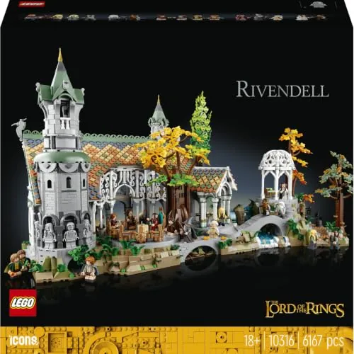 LEGO Icons El Señor de los Anillos: Rivendel 10316 | Set para adultos, maqueta de Tierra Media, 15 minifiguras incl. Frodo, Gandalf y Legolas, regalo de cumpleaños, 6167 piezas