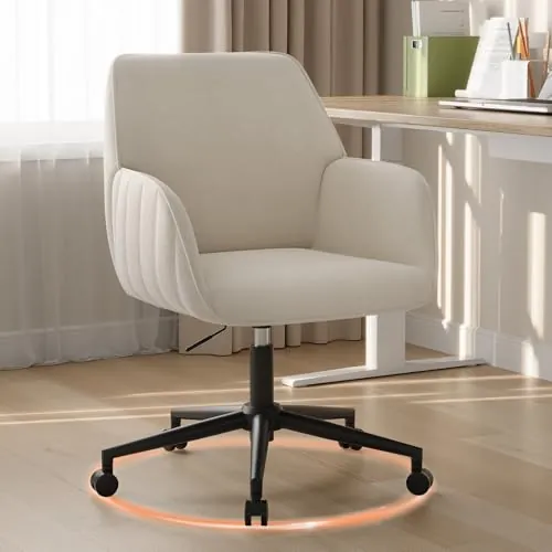 BERYTH Silla de Escritorio para Oficina en casa, hasta 136 kg, Silla giratoria de Terciopelo, con reposabrazos, Ruedas, ergonómica, cómoda, para Mujeres, niñas, Silla de vanidad, Altura Ajustable
