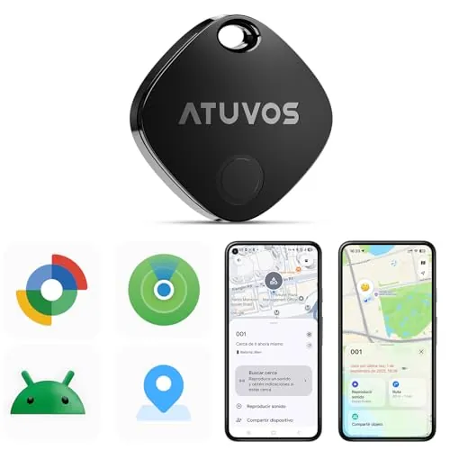 ATUVOS Air Tag Pro Smart Tag Tracker para Android & iOS, Dual Sistema Buscador de Objetos Compatible con Google Localizador o Apple Buscar APP, para Llaves/Equipaje/Maleta.Batería Reemplazable. 1 Pack