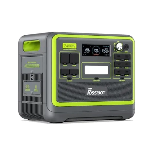 FOSSiBOT F2400 Estacion de Energia Portatil, Batería LiFePO4 2048 Wh, 3 Tomas de CA Para un Total de 2400W de Potencia (4800W de Pico), Generador Solar Portatil para Camping, Viajes
