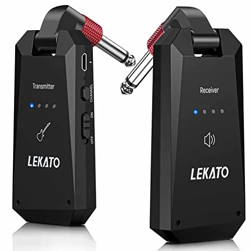 LEKATO WS-90 Sistema de Guitarra Inalámbrico 5.8 GHz Transmisor-Receptor Inalámbrico Cable para Guitarra Baja