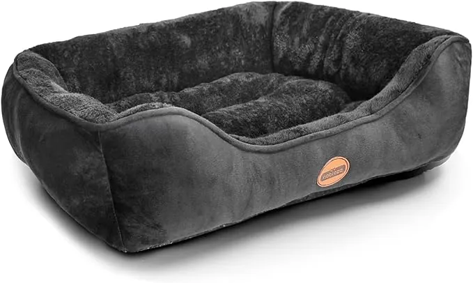 Nobleza Cama para Perro Lavable, Antideslizante con Relleno de Fibras Super Suave para Mascotas Pequeños y Medianos, Negro, M, 67 * 57cm
