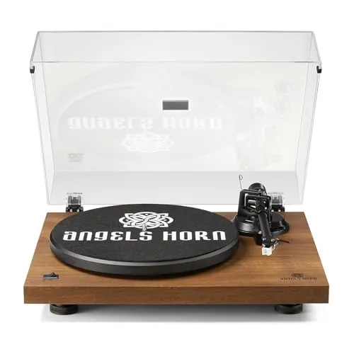 ANGELS HORN Tocadiscos de Vinilo, Bluetooth Reproductor Vinilo, Giradiscos de Audio para el Hogar Transmisión por Correa de Alta Fidelidad con Cartucho Magnético Móvil AT-3600L