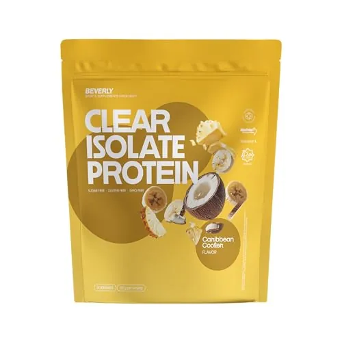 Beverly Clear Isolate Protein | Proteína de aislado de suero clear whey | 500 g | 25 g proteína por ración | Afrutada, Refrescante | Mix Sabor Piña, Coco, Plátano (Caribbean cooler)