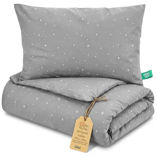 Totsy Baby Edredon Relleno nordico Cama Infantil Algodón - 90x120 - Bebe rellena Juego de Manta 90 x 120 cm con Almohada 40 x 60 cm por niños e niñas Oeko-Tex Galaxia