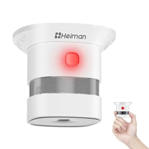 Heiman Detector de Humo Mini Fotoelectrico, Batería Reemplazable de 10 Años, Certificaciones CE/DBI/UKCA, Premio Reddot, Alarma de Incendios Independiente para Hogar - Compacto y Fiable (1 Unidad)