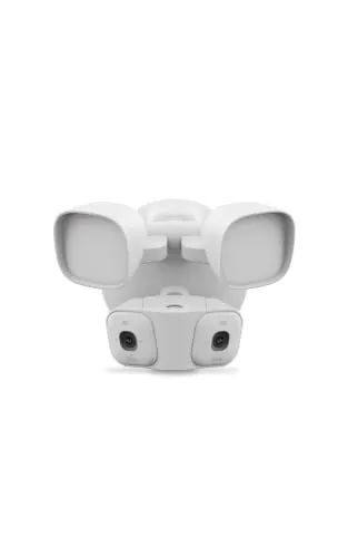 Blink Soporte cableado con focos y dos cámaras Mini 2K+ (última gen.) – seguridad inteligente cableada, 3000 lúmenes, vídeo 2K, cobertura de 180°. 2 cámaras + 1 soporte (blanco)