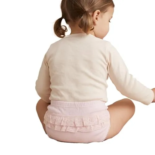 FERRYS - 2501 - Cubrepañal Bebé con Puntilla – 100% Algodón Peinado - Color Rosa Pálido - Talla 24 Meses