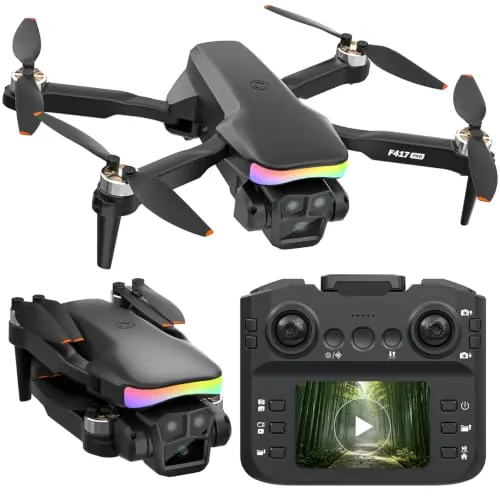 F417PRO Mini FPV Drone con Cámara HD 1080P Mando a Distancia LCD, Motor sin Escobillas, Recarga Rápida Type‑C, Menos de 249g, Juguete dron para Adultos Niños Principiantes, Regalos para Niños Niñas