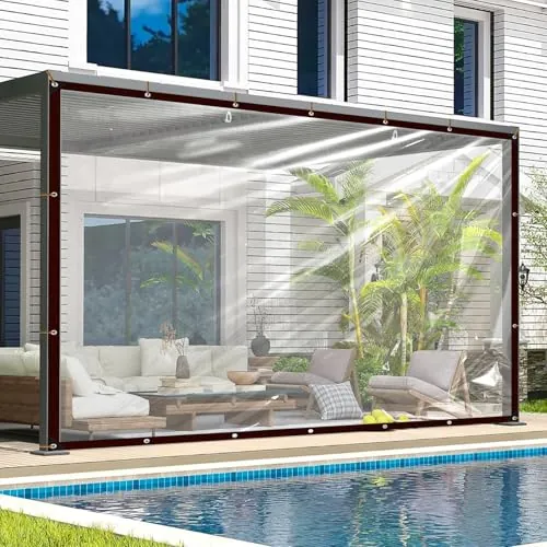 Lona Transparente e Impermeable, Transparente, con Ojales, Resistente a la Intemperie, Plegable, para Exteriores