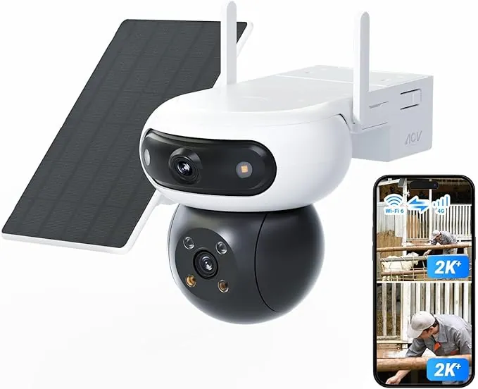 EZVIZ 4MP+4MP Cámara Vigilancia Exterior Solar, 4G /WiFi Conexión Dual, Grabación 24/7 AOV, Batería 10400mA, Detección Persona/Vehículo, Visión Nocturna Color, Audio Bidireccional, Panel 8W, CB90x 4G