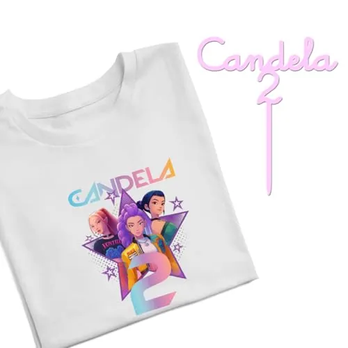 Evyre Camiseta Cumpleaños KPOP Personalizada Nombre y Edad con Topper Aniversario Pastel Regalo Fiesta Huntrix Sajaboys Niños Niñas Unisex Infantil Sudadera (Estrella)