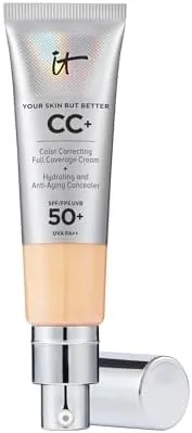 IT Cosmetics, Base de Maquillaje, Tratamiento Antiedad e Hidratante con SPF50+, Cobertura Total, Acabado Natural, 12 Tonos Disponibles, YSBB CC+, 32ml