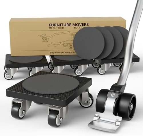 ONEON Kit Elevadores de Muebles & Transportador Muebles - Ruedas Suaves de 1.25" Hechas de TPE para Transportar Muebles, Capacidad de Carga Máxima de 227KG, Transportar para Mover Muebles Pesados