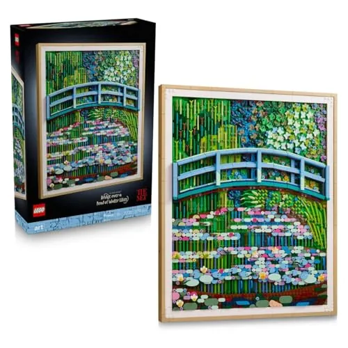 LEGO Art Claude Monet: Puente sobre Estanque de Nenúfares - Cuadro Impresionista para la Decoración del Hogar - Kit de Construcción para Adultos - Regalo de Manualidades para Mujeres y Hombres - 31220
