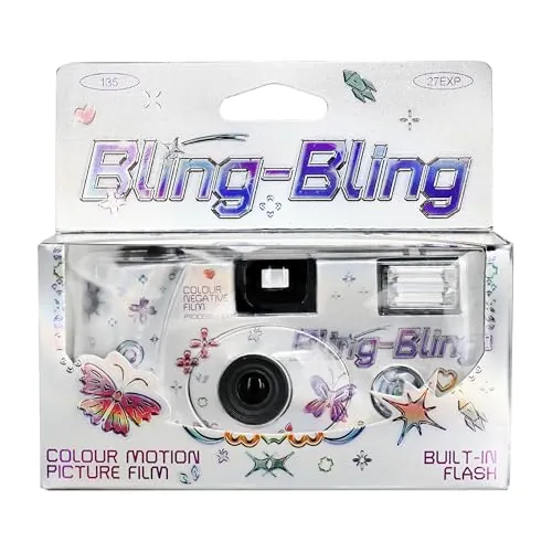 Retocolor Bling-Bling 400 Cámara de película desechable de 35 mm 27EXP, ISO400, película Negativa en Color, sin Enfoque, fácil de Usar, Flash Incorporado, Uso único (película y batería Incluidas)