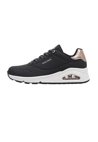 Skechers Mujer Uno Shimmer Away Trainers, Black Durabuck, 38 EU
