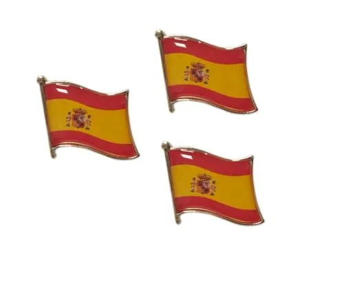 3 Broche de bandera de países, pines de bandera de países, insignia a granel, aleación de metal, recuerdo, bandera de países, pines de solapa para sombrero, ropa, mochila, insignia (España)