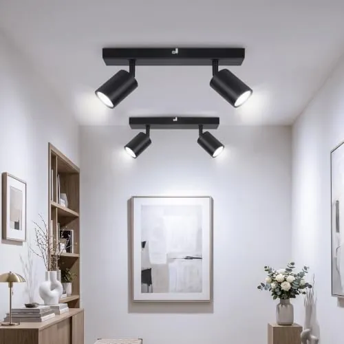 Ketom GU10 Lámpara de Techo con 2 Focos, Focos de Techo Orientables