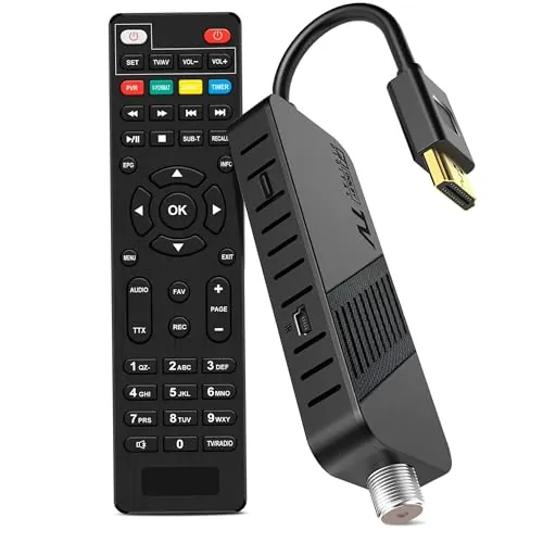 LEYF Receptor satélite DVB-S2 Full HD 1080P HDMI, Oculto detrás de TV, Pantalla Digital H265 HEVC 10 bits, Mando a Distancia Universal 2 en 1, USB
