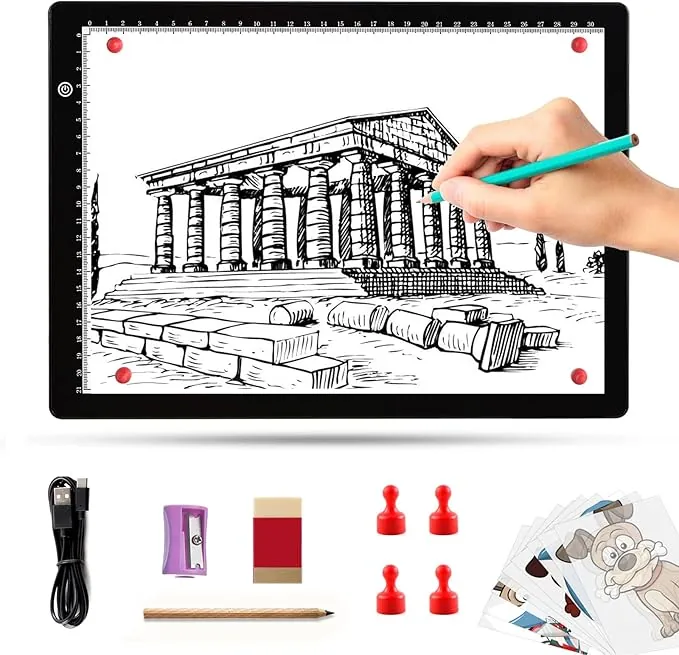 Mesa luminosa A4, placa luminosa magnética ultrafina, cable de alimentación USB tipo C, brillo continuo, almohadilla de luz de trazado para dibujar, pintura de diamantes, tatuajes, visión de rayos X