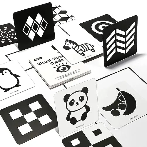 Beiens Tarjetas Flashcards Bebe,0 3 6 12 36 Meses Juguetes en Blancas y Negras Comparó Las Tarjetas para la Estimulación Visual del Bebé,20 PCs 40 Pages 14 x 14 cm, Regalo Educativo para Bebés