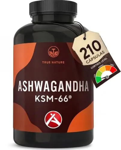 TRUE NATURE Ashwagandha KSM-66® Ecológica – 210 Cápsulas (3,5 Meses) 600mg
