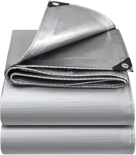 Lona de Cobertura, 3 x 5 m, Plateado, Impermeable con Ojales, 130 g/m², Resistente a los rasguños, a los Rayos UV, antimoho, Lona Multiuso para Muebles de jardín, Madera, Auto