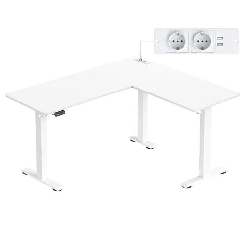 VASAGLE Escritorio Esquinero en L Ajustable en Altura, 160 x 140 cm