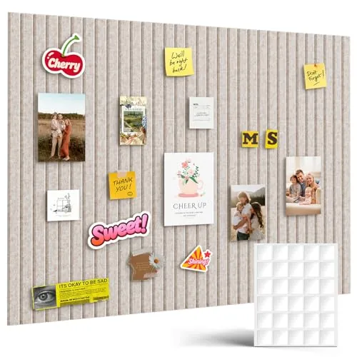Woovio 120x90cm Grande Tablón de Fieltro Autoadhesivo 12 Piezas Tablero de Fieltro, con 60 Almohadillas Adhesivas Dobles, Decorativo Memo Boards Bulletin Board para Oficina Cocina Habitación(camel)