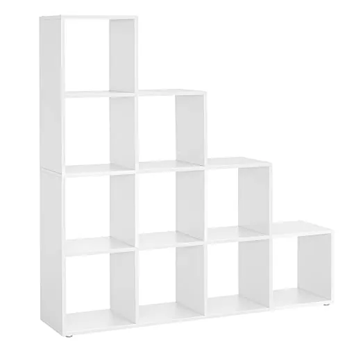 VASAGLE Estantería con 10 Cubos, 129,5 x 27 x 129,5 cm | Estanteria Cubos para Decoraciones, Plantas, Salón, Dormitorio, Estudio, Blanco Nube, Colección CUSTOS LBC10WT