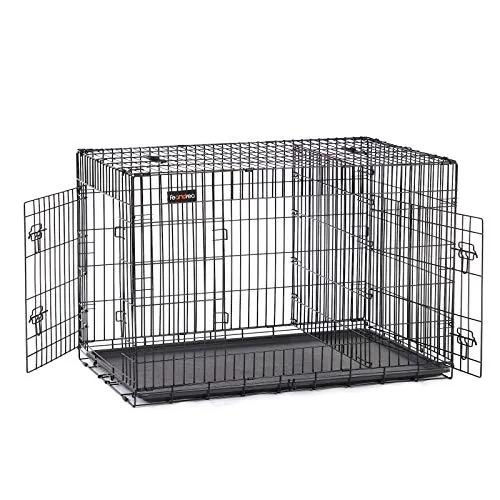 Feandrea Jaula para Perros Plegable con 2 Puertas, Separador, Bandeja Extraíble, 122 x 74,5 x 80,5 cm, XXL, Negro PPD48BK