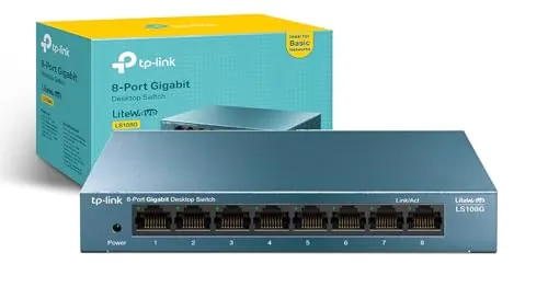 TP-Link LS108G - Switch 8 Puertos (10/100/1000) Switch Ethernet Gigabit, Carcasa metálica, Ultraligero con Super disipación de calor, Ahorro de Energía, Silencioso, Sin configuración